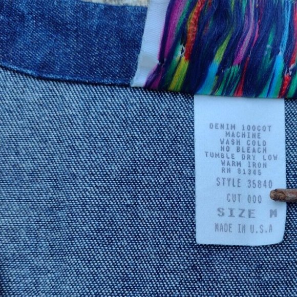 Vintage On The Verge Santa Denim Vest Christmas Tapestry Made in USA Women’s M - Picture 6 of 6